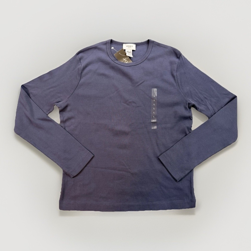 Vintage Jones New York Shirt Women's Large Blue Crewneck Pullover Classic Basic